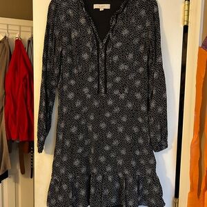 LOFT Long Sleeve Black and White Dress